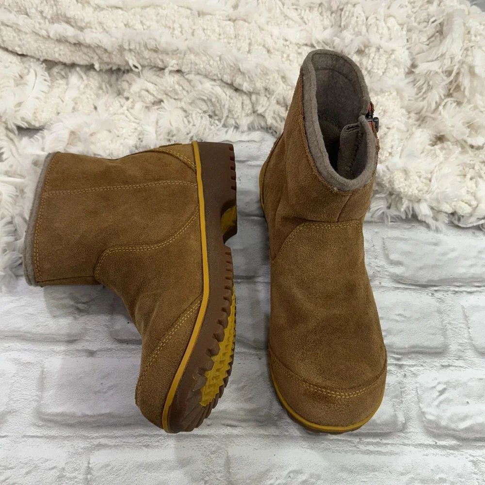 Sorel Suede Leather Boots Wool Lined Waterproof Lug Sole Ankle‎ Work Boots Sz 9